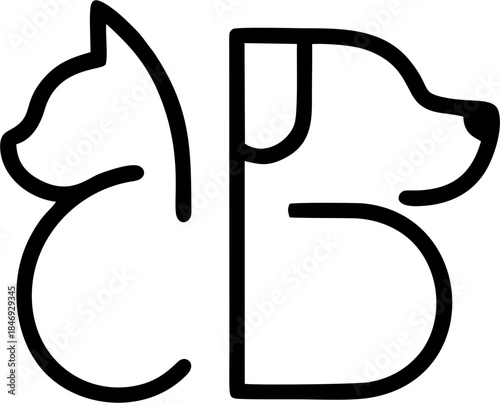 Black style Dog and Cat initials illustration	