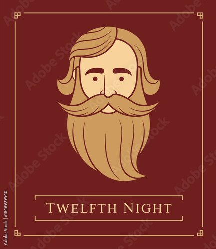 Twelfth Night bearded man character illustration