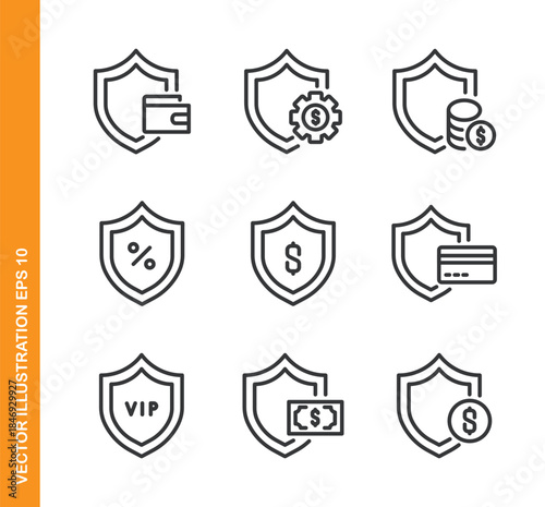 Money Protection line icons- Mini collection and editable stroke series icon