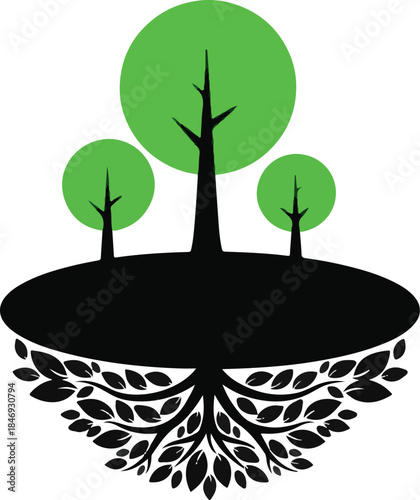 Forest Silhouette on Transparent Background
