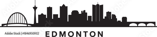 Edmonton Skyline Silhouette — Alberta Capital Vector Illustration. design Vector black silhouette