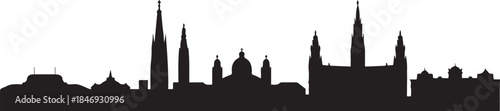 Vienna skyline Austria city silhouette. design Vector black silhouette