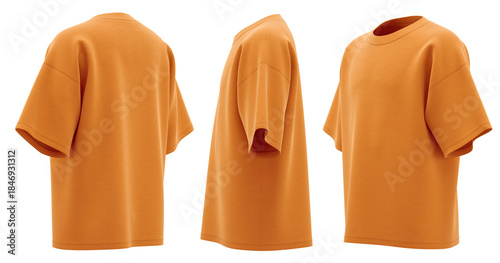 Kids Oversized Round Neck T-Shirt Mockup – Loose Fit Short Sleeve Casual Top, Front and Back View, High-Quality Product Mockup Ready ( Orange Color )