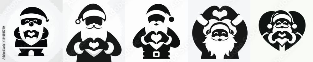 Fototapeta premium vector silhouette of Santa Claus making a heart-shaped hand gesture