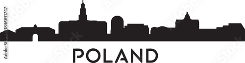 Kielce Skyline with Poland. design Vector black silhouette