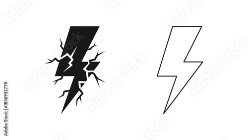 Two stylized lightning bolt icons displayed in contrasting black and white tones