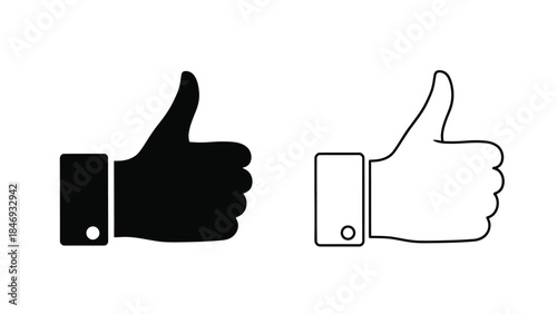 Two thumbs up icons one solid and one outlined displayed side by side