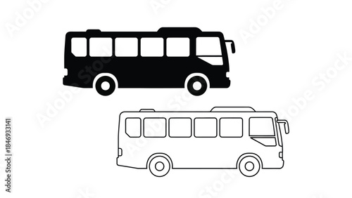 A simple illustration depicting a black and white bus design