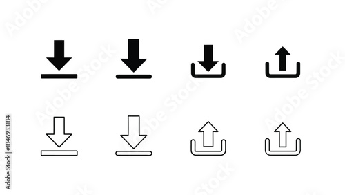 Black and white arrow icons displaying download and upload directions