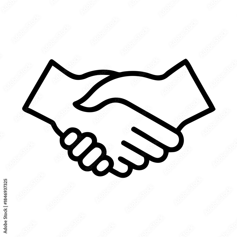 Naklejka premium Standard Handshake Icon - Agreement, Greeting, and Partnership Vector Outline