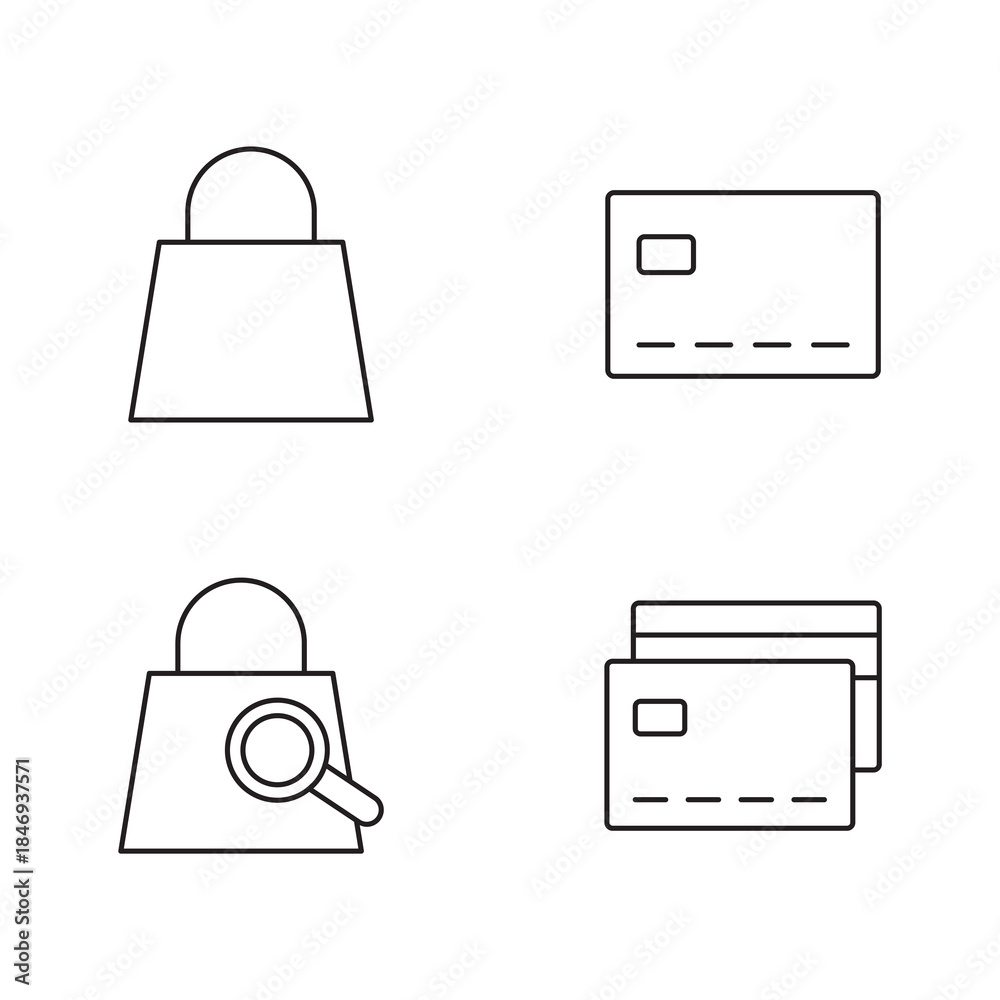 Obraz premium Outline E-commerce Security and Finance Icon Set