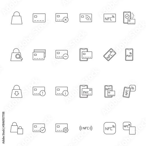 Large Set of Outline UI/UX E-commerce Vector Icons