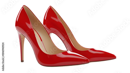 Red high heeled shoes isolated on transparent background