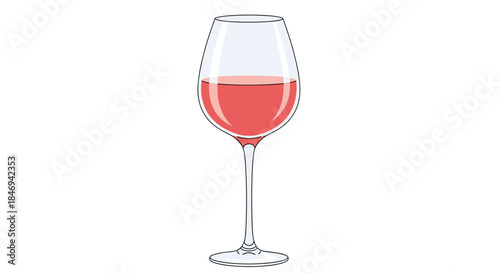 Crystal wine glass filled with red wine rests on a clean white background and conveys a refined mood of celebration and quiet evening elegance.