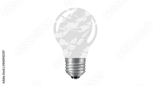 Conceptual illustration of a light bulb with a fractured interior representing broken ideas or a need for innovation.