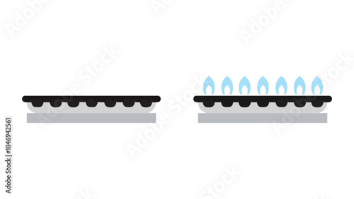 Ignition process of fuel combustion with flames rising