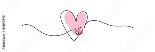 Elegant romantic heart love flourish icon in pink color. Decorative swirling heart symbol suitable for Valentine’s Day, wedding invitation, love logo, romance design, and relationship concepts.