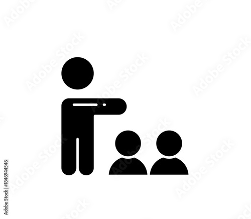 Business Leader Giving Directions to Team – Leadership, Coaching, and Management Icon