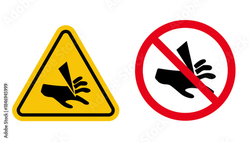 Warning caution Sharp Edges Will Cut Keep Fingers Clear Symbol Sign ,Vector Illustration, Isolate On White Background