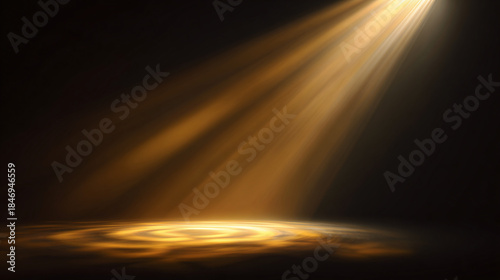 A captivating display of light rays emanating from above, casting a mesmerizing glow downwards, creating a dramatic atmosphere. The scene evokes a sense of wonder and mystery