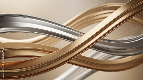 Elegant Intertwined Metallic Ribbons Abstract Background.