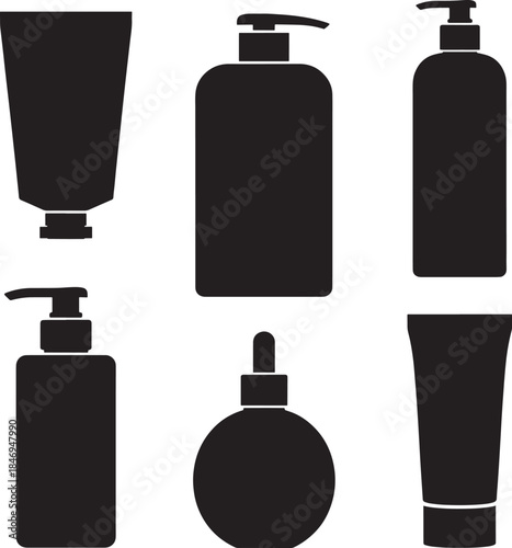set of cosmetic bottles