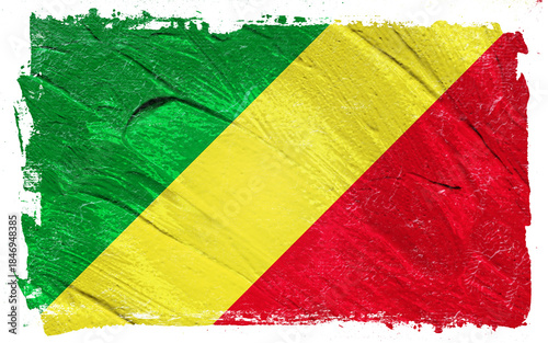 Distressed brushstroke style image displaying a textured rendition of a national flag, conveying a sense of history, grit, and vibrant color saturation.