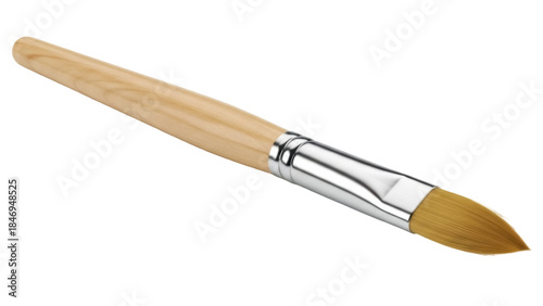 Billede på lærred Round paintbrush PNG isolated on transparent background, artist tool with wooden