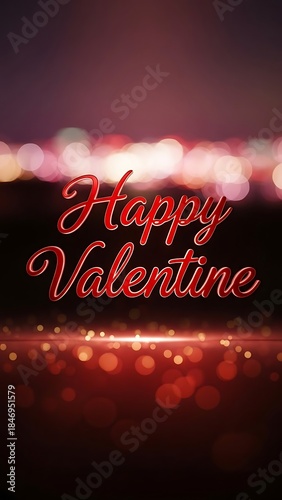 Happy Valentines Day Romantic Bokeh Lights Background.