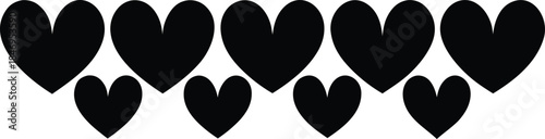 Five rows of black heart shapes forming a pattern