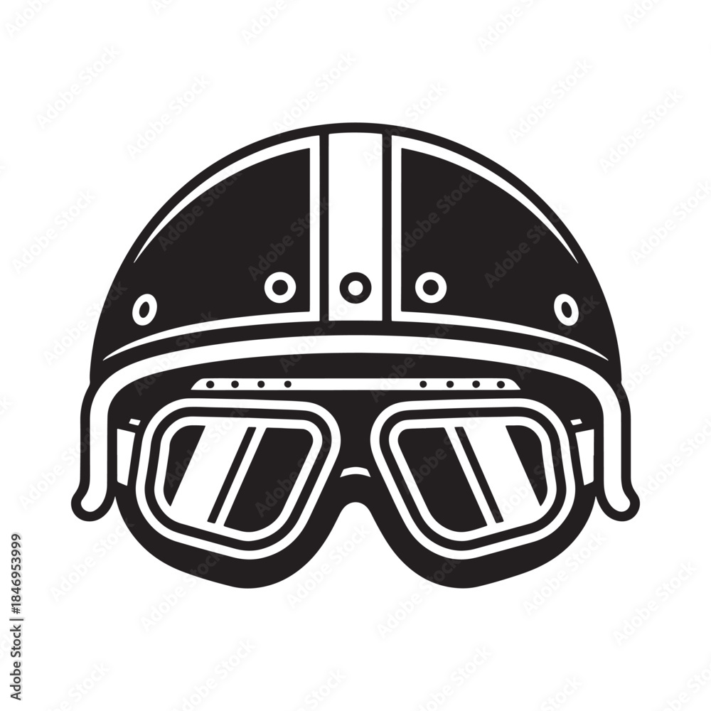 Naklejka premium Vintage style motorcycle helmet with goggles a classic protective headwear design