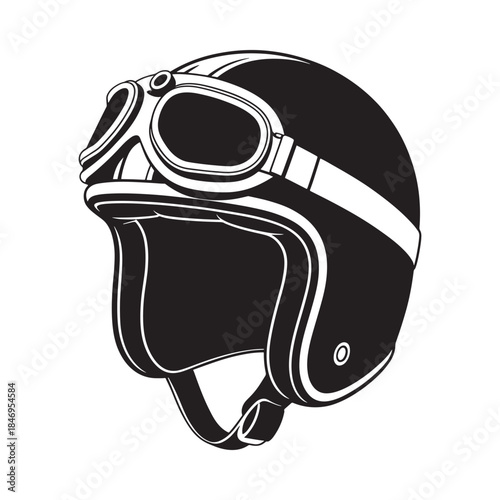 Vintage motorcycle helmet with goggles a classic protective headgear design