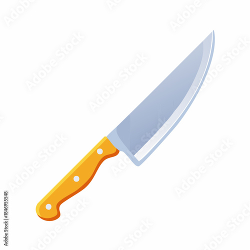 Professional sharp chef's knife with orange handle, ideal for kitchen preparation and culinary tasks