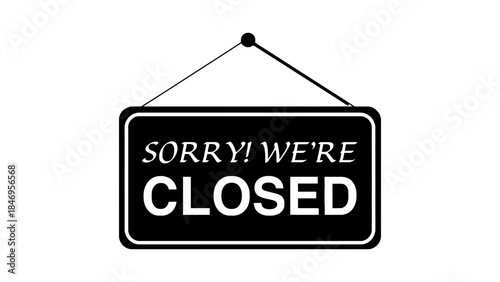 Closed sign hanging on a white background