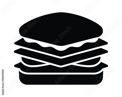 Black and white sandwich icon design for food and dining concept