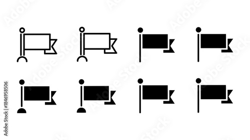 A versatile set of black and white flag icons for marking and bookmarking designs