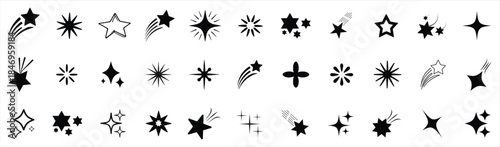 Sparkle star icons. Shine icons. Sparkle vector icons set. Shine symbol illustration. Stars line art icon. star sign collection.