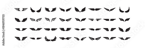 Wings icons collection.Set of Wings badges icon.Wings symbol. Vector Illustration