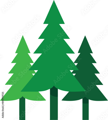 Dense Conifer Forest Tree Group Minimalist Solid Flat Icon on White Background