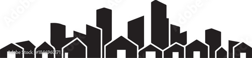 Abstract modern House City Skyline. design Vector black silhouette