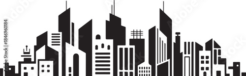 Abstract modern House City Skyline. design Vector black silhouette