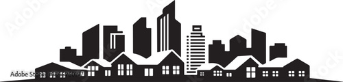 Abstract modern House City Skyline. design Vector black silhouette