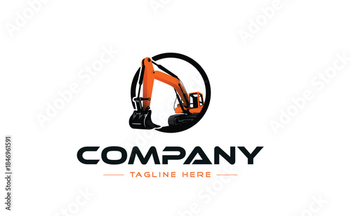 Heavy equipment excavator logo construction logo.
