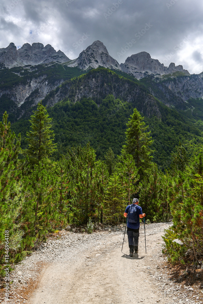 Fototapeta premium Scenic summer landscape of Valbona Valley National Park. Prokletije or Accursed Mountains in Northern Albania, Europe 
