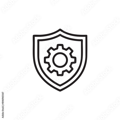 Security settings icon a shield with a gear inside outline style