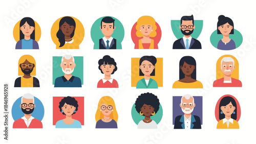 Set of Diverse People Avatar Portraits