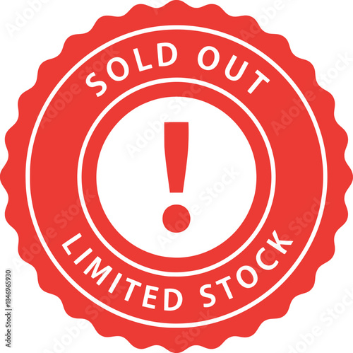 Red Sold Out Badge Icon for Limited Stock and Scarcity Promotion