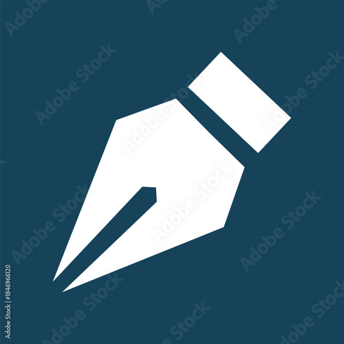 Elegant Minimalist Fountain Pen Nib Vector Icon: Luxury Calligraphy Writing Tool, Professional Signature Logo & Graphic Design Curve Path Symbol for Branding, Law & High-Quality Digital Stationery