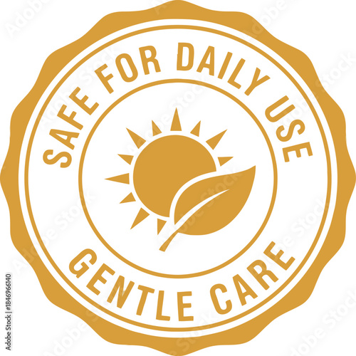 Safe for Daily Use Badge with Sun and Leaf Icon for Gentle Care