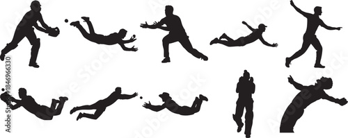 Baseball Player Action Silhouettes in Various Dynamic Poses